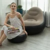 1pc Silla de salón inflable portátil y plegable, sofá cama para exteriores con reposapiés, cómoda - Imagen 2