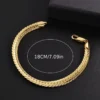 Accesorio de pulsera de cadena plana de cobre chapada en oro de 18K unisex elegante - Imagen 5