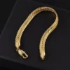 Accesorio de pulsera de cadena plana de cobre chapada en oro de 18K unisex elegante - Imagen 2