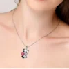 1pc Lindo Panda con collar colgante de corazón multicolor, exquisito regalo de para amantes - Imagen 3