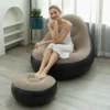 1pc Silla de salón inflable portátil y plegable, sofá cama para exteriores con reposapiés, cómoda - Imagen 4