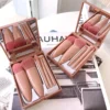 Juego de 5 Brochas de Maquillaje Compactas de Lujo con Espejo y Estuche de Belleza Mujeres - Image 3