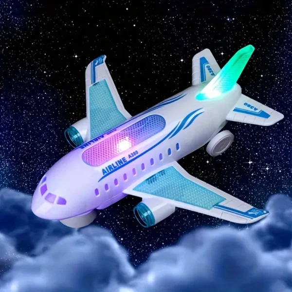 Juguete de avión eléctrico a batería con luces y música para niños - Plástico duradero