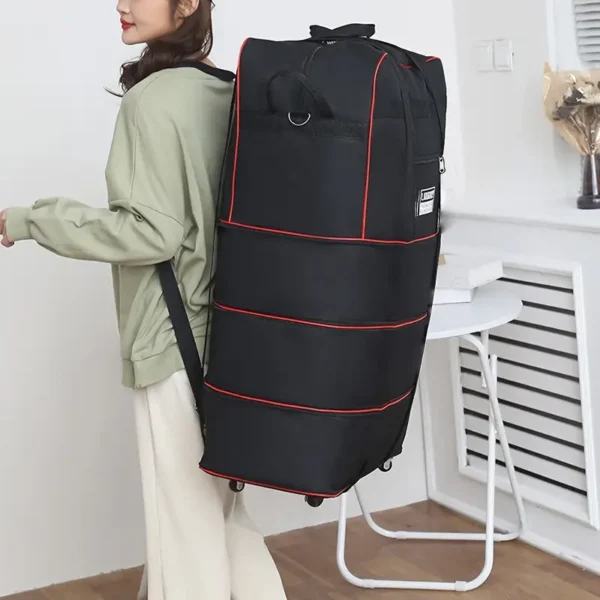 Mochila con ruedas expandible, bolso de viaje plegable de gran capacidad con ruedas silenciosas