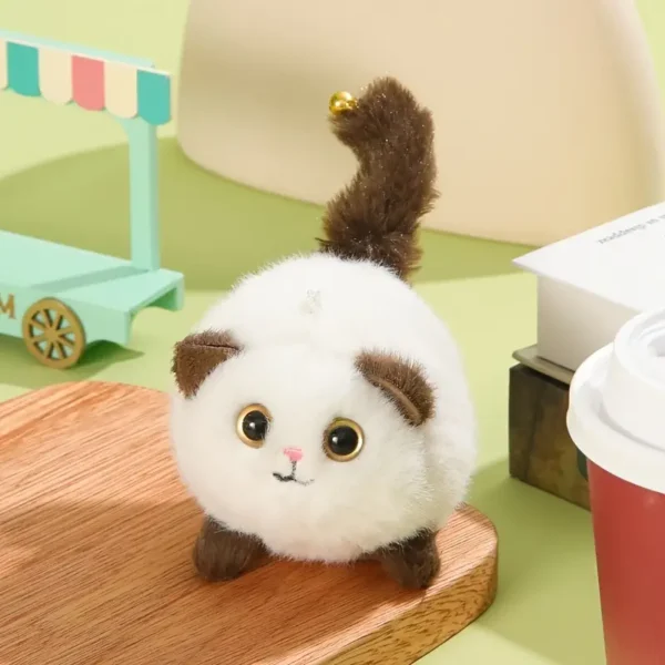 1pc Juguete de peluche de gatito negro y blanco moviendo la cola, lindo gatito que puede moverse