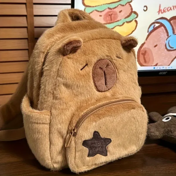 Mochila de delfín de peluche de capibara linda, bolso de moda de dibujos animados casual, ajustable