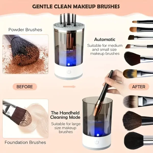 Limpiador de brochas de maquillaje eléctrico portátil, limpieza rápida eléctrico USB